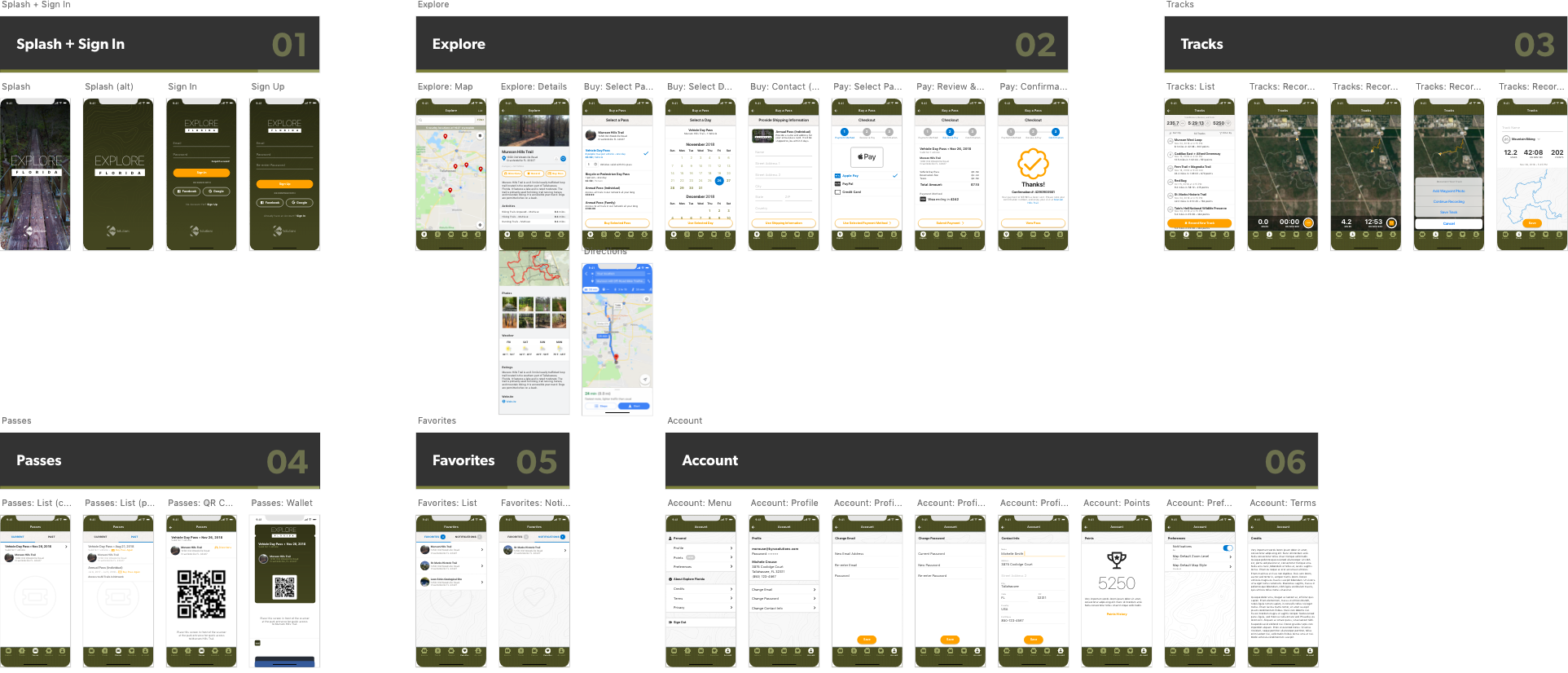Explore Florida App Artboards for Explore Florida App